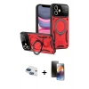 MARSİLYAN™- iPhone 11 Kılıf Kıvılcım Modern Serisi - Siyah 3D Antistatik Mat Seramik Nano Ekran Koruyucu + Pers Alüminyum Kamera Lens - LT