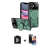 MARSİLYAN™- iPhone 11 Kılıf Kıvılcım Modern Serisi - Siyah 3D Antistatik Mat Seramik Nano Ekran Koruyucu + PVD Metal Kamera Lens - YL