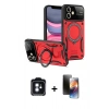 MARSİLYAN™- iPhone 11 Kılıf Kıvılcım Modern Serisi - Siyah 3D Antistatik Mat Seramik Nano Ekran Koruyucu + PVD Metal Kamera Lens - MI