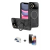 MARSİLYAN™- iPhone 11 Kılıf Kıvılcım Modern Serisi - Siyah 3D Antistatik Mat Seramik Nano Ekran Koruyucu + Pers Alüminyum Kamera Lens - LT