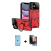 MARSİLYAN™- iPhone 11 Kılıf Kıvılcım Modern Serisi - Siyah 3D Antistatik Mat Seramik Nano Ekran Koruyucu + Neon Fosforlu Kamera Lens - YL