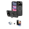 MARSİLYAN™- iPhone 11 Kılıf Kıvılcım Modern Serisi - Siyah 3D Antistatik Mat Seramik Nano Ekran Koruyucu + Pers Alüminyum Kamera Lens - GI