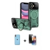 MARSİLYAN™- iPhone 11 Kılıf Kıvılcım Modern Serisi - Siyah 3D Antistatik Mat Seramik Nano Ekran Koruyucu + Neon Fosforlu Kamera Lens - TU