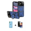 MARSİLYAN™- iPhone 11 Kılıf Kıvılcım Modern Serisi - Siyah 3D Antistatik Mat Seramik Nano Ekran Koruyucu + Neon Fosforlu Kamera Lens - YL