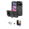 MARSİLYAN™- iPhone 11 Kılıf Kıvılcım Modern Serisi - Siyah 3D Antistatik Mat Seramik Nano Ekran Koruyucu + Gold Pers Alüminyum Kamera Lens