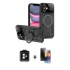 MARSİLYAN™- iPhone 11 Kılıf Kıvılcım Modern Serisi - Siyah 3D Antistatik Mat Seramik Nano Ekran Koruyucu + PVD Metal Kamera Lens - YL