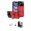 MARSİLYAN™- iPhone 11 Kılıf Kıvılcım Modern Serisi - Siyah 3D Antistatik Mat Seramik Nano Ekran Koruyucu + Renkli Kamera Lens Koruma Cam - SI