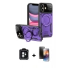 MARSİLYAN™- iPhone 11 Kılıf Kıvılcım Modern Serisi - Siyah 3D Antistatik Mat Seramik Nano Ekran Koruyucu + PVD Metal Kamera Lens - YL