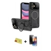 MARSİLYAN™- iPhone 11 Kılıf Kıvılcım Modern Serisi - Siyah 3D Antistatik Mat Seramik Nano Ekran Koruyucu + Rainbow Kamera Lens Koruma Cam - KI