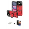MARSİLYAN™- iPhone 11 Kılıf Kıvılcım Modern Serisi - Siyah 3D Antistatik Mat Seramik Nano Ekran Koruyucu + Renkli Kamera Lens Koruma Cam - YL