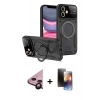 MARSİLYAN™- iPhone 11 Kılıf Kıvılcım Modern Serisi - Siyah 3D Antistatik Mat Seramik Nano Ekran Koruyucu + Raze Metal Kamera Lens - SH