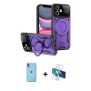 MARSİLYAN™- iPhone 11 Kılıf Kıvılcım Modern Serisi - Siyah 3D Antistatik Seramik Nano Ekran Koruyucu + Neon Fosforlu Kamera Lens - TU