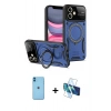 MARSİLYAN™- iPhone 11 Kılıf Kıvılcım Modern Serisi - Siyah 3D Antistatik Seramik Nano Ekran Koruyucu + Neon Fosforlu Kamera Lens - MI