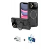 MARSİLYAN™- iPhone 11 Kılıf Kıvılcım Modern Serisi - Siyah 3D Antistatik Seramik Nano Ekran Koruyucu + Pers Alüminyum Kamera Lens - YL