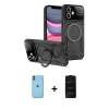 MARSİLYAN™- iPhone 11 Kılıf Kıvılcım Modern Serisi - Siyah 6D Antistatik Mat Seramik Hayalet Nano Ekran Koruyucu + Neon Fosforlu Kamera Lens - TU