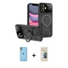 MARSİLYAN™- iPhone 11 Kılıf Kıvılcım Modern Serisi - Siyah 6D Mat Seramik Hayalet Nano Ekran Koruyucu + Neon Fosforlu Kamera Lens - TU