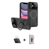 MARSİLYAN™- iPhone 11 Kılıf Kıvılcım Modern Serisi - Siyah Bilvis 3D Cam Ekran Koruyucu + Şeffaf Kamera Lens Koruma Cam