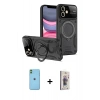 MARSİLYAN™- iPhone 11 Kılıf Kıvılcım Modern Serisi - Siyah Bilvis 3D Cam Ekran Koruyucu + Neon Fosforlu Kamera Lens - YL