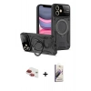 MARSİLYAN™- iPhone 11 Kılıf Kıvılcım Modern Serisi - Siyah Bilvis 3D Mat Cam Ekran Koruyucu + Pers Alüminyum Kamera Lens - KI