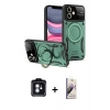 MARSİLYAN™- iPhone 11 Kılıf Kıvılcım Modern Serisi - Siyah Bilvis 3D Mat Cam Ekran Koruyucu + Mavi PVD Metal Kamera Lens