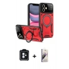 MARSİLYAN™- iPhone 11 Kılıf Kıvılcım Modern Serisi - Siyah Bilvis 3D Mat Cam Ekran Koruyucu + Mavi PVD Metal Kamera Lens