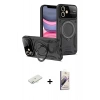 MARSİLYAN™- iPhone 11 Kılıf Kıvılcım Modern Serisi - Siyah Bilvis 3D Mat Cam Ekran Koruyucu + Renkli Kamera Lens Koruma Cam - SI