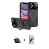 MARSİLYAN™- iPhone 11 Kılıf Kıvılcım Modern Serisi - Siyah Bilvis 3D Mat Cam Ekran Koruyucu + Şeffaf Kamera Lens Koruma Cam