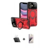 MARSİLYAN™- iPhone 11 Kılıf Kıvılcım Modern Serisi - Siyah Bilvis 3D Mat Cam Ekran Koruyucu + Şeffaf Kamera Lens Koruma Cam