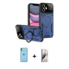 MARSİLYAN™- iPhone 11 Kılıf Kıvılcım Modern Serisi - Siyah Bilvis 3D Mat Cam Ekran Koruyucu + Neon Fosforlu Kamera Lens - YL