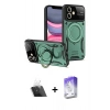 MARSİLYAN™- iPhone 11 Kılıf Kıvılcım Modern Serisi - Siyah Bilvis 5in1 3D Magic Cam Ekran Koruyucu + Kamera Lens Koruma Cam - SF