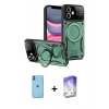 MARSİLYAN™- iPhone 11 Kılıf Kıvılcım Modern Serisi - Siyah Bilvis 5in1 3D Magic Cam Ekran Koruyucu + Neon Fosforlu Kamera Lens - MI