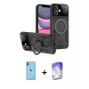 MARSİLYAN™- iPhone 11 Kılıf Kıvılcım Modern Serisi - Siyah Bilvis 5in1 3D Magic Cam Ekran Koruyucu + Neon Fosforlu Kamera Lens - MI