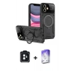 MARSİLYAN™- iPhone 11 Kılıf Kıvılcım Modern Serisi - Siyah Bilvis 5in1 3D Magic Cam Ekran Koruyucu + PVD Metal Kamera Lens - SH