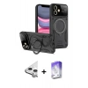 MARSİLYAN™- iPhone 11 Kılıf Kıvılcım Modern Serisi - Siyah Bilvis 5in1 3D Magic Cam Ekran Koruyucu + Raze Metal Kamera Lens - GS