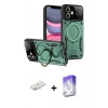 MARSİLYAN™- iPhone 11 Kılıf Kıvılcım Modern Serisi - Siyah Bilvis 5in1 3D Magic Cam Ekran Koruyucu + Renkli Kamera Lens Koruma Cam - YL