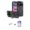 MARSİLYAN™- iPhone 11 Kılıf Kıvılcım Modern Serisi - Siyah Bilvis 5in1 3D Magic Cam Ekran Koruyucu + Renkli Kamera Lens Koruma Cam - SI