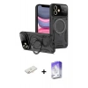 MARSİLYAN™- iPhone 11 Kılıf Kıvılcım Modern Serisi - Siyah Bilvis 5in1 3D Magic Cam Ekran Koruyucu + Renkli Kamera Lens Koruma Cam - YL