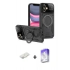 MARSİLYAN™- iPhone 11 Kılıf Kıvılcım Modern Serisi - Siyah Bilvis 5in1 3D Magic Cam Ekran Koruyucu + Renkli Kamera Lens Koruma Cam - PE