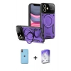 MARSİLYAN™- iPhone 11 Kılıf Kıvılcım Modern Serisi - Siyah Bilvis 5in1 3D Magic Cam Ekran Koruyucu + Neon Fosforlu Kamera Lens - TU