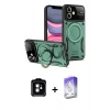 MARSİLYAN™- iPhone 11 Kılıf Kıvılcım Modern Serisi - Siyah Bilvis 5in1 3D Magic Cam Ekran Koruyucu + Turuncu PVD Metal Kamera Lens