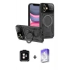 MARSİLYAN™- iPhone 11 Kılıf Kıvılcım Modern Serisi - Siyah Bilvis 5in1 3D Magic Cam Ekran Koruyucu + Turuncu PVD Metal Kamera Lens