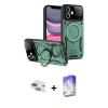 MARSİLYAN™- iPhone 11 Kılıf Kıvılcım Modern Serisi - Siyah Bilvis 5in1 3D Magic Cam Ekran Koruyucu + Yeşil Pers Alüminyum Kamera Lens
