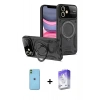 MARSİLYAN™- iPhone 11 Kılıf Kıvılcım Modern Serisi - Siyah Bilvis 5in1 3D Magic Cam Ekran Koruyucu + Neon Fosforlu Kamera Lens - YL