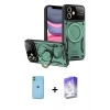 MARSİLYAN™- iPhone 11 Kılıf Kıvılcım Modern Serisi - Siyah Bilvis 5in1 3D Magic Cam Ekran Koruyucu + Neon Fosforlu Kamera Lens - YL