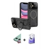 MARSİLYAN™- iPhone 11 Kılıf Kıvılcım Modern Serisi - Siyah Bilvis 5in1 5D Magic Hayalet Cam Ekran Koruyucu + Raze Metal Kamera Lens - KI