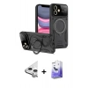 MARSİLYAN™- iPhone 11 Kılıf Kıvılcım Modern Serisi - Siyah Bilvis 5in1 5D Magic Hayalet Cam Ekran Koruyucu + Raze Metal Kamera Lens - GS
