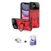 MARSİLYAN™- iPhone 11 Kılıf Kıvılcım Modern Serisi - Siyah Bilvis 5in1 5D Magic Hayalet Cam Ekran Koruyucu + Pers Alüminyum Kamera Lens - GD