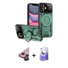 MARSİLYAN™- iPhone 11 Kılıf Kıvılcım Modern Serisi - Siyah Bilvis 5in1 5D Magic Hayalet Cam Ekran Koruyucu + Raze Metal Kamera Lens - SH