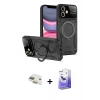 MARSİLYAN™- iPhone 11 Kılıf Kıvılcım Modern Serisi - Siyah Bilvis 5in1 5D Magic Hayalet Cam Ekran Koruyucu + Pers Alüminyum Kamera Lens - GD