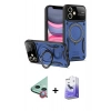 MARSİLYAN™- iPhone 11 Kılıf Kıvılcım Modern Serisi - Siyah Bilvis 5in1 5D Magic Hayalet Cam Ekran Koruyucu + Raze Metal Kamera Lens - KI